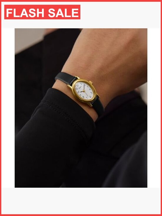 Oval Gold-Tone Watch - White Dial Leather Strap Quartz main image 7